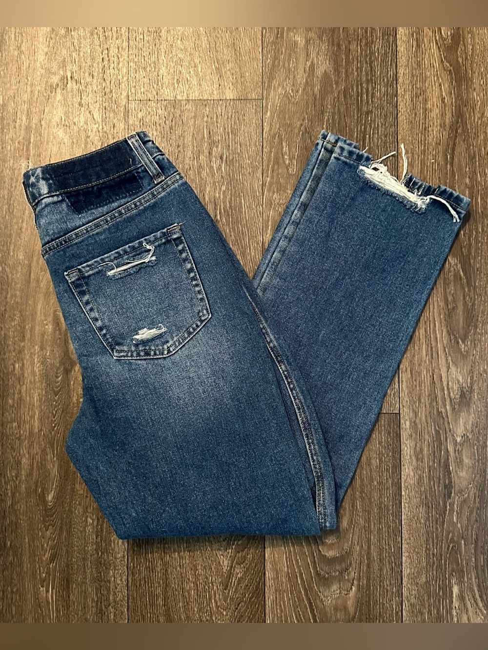 Flying Monkey Women’s Straight Leg Jeans in Dark Blue Denim